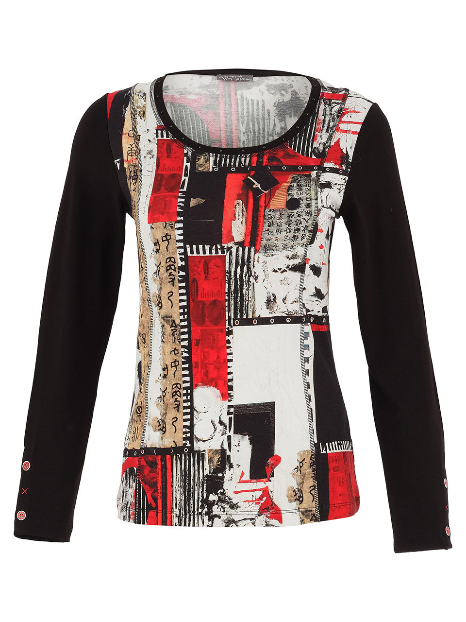 Dolcezza Abstract Round Neck Tee, Multicoloured