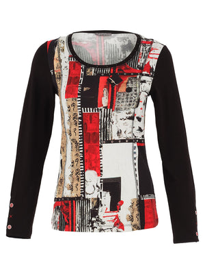 Dolcezza Abstract Round Neck Tee, Multicoloured