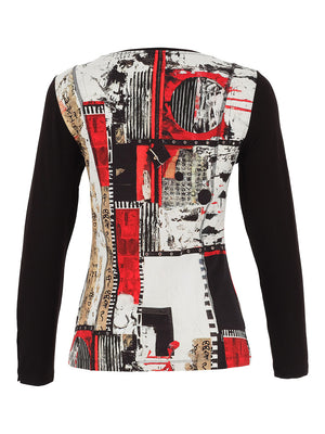 Dolcezza Abstract Round Neck Tee, Multicoloured