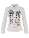 Dolcezza Abstract Black Button Blouse, White