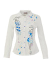 Dolcezza Graphic Print Button Up Shirt, White Multi