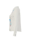 Dolcezza Graphic Print Button Up Shirt, White Multi