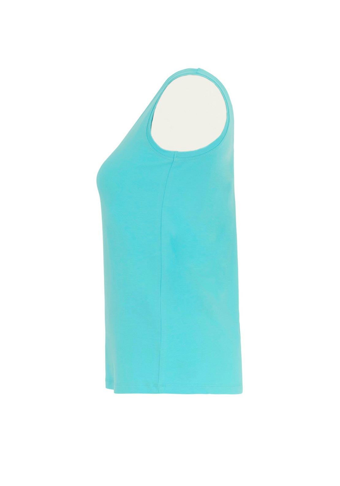 Dolcezza Round Neck Basic Tank Top, Aqua
