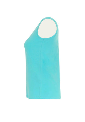 Dolcezza Round Neck Basic Tank Top, Aqua