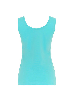 Dolcezza Round Neck Basic Tank Top, Aqua
