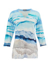 Dolcezza Abstract Print Cropped Sleeved Top, Blue Multi