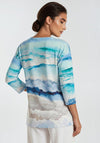 Dolcezza Abstract Print Cropped Sleeved Top, Blue Multi