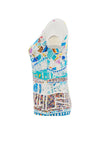 Dolcezza Short Sleeve Geometric Print, Blue Multi