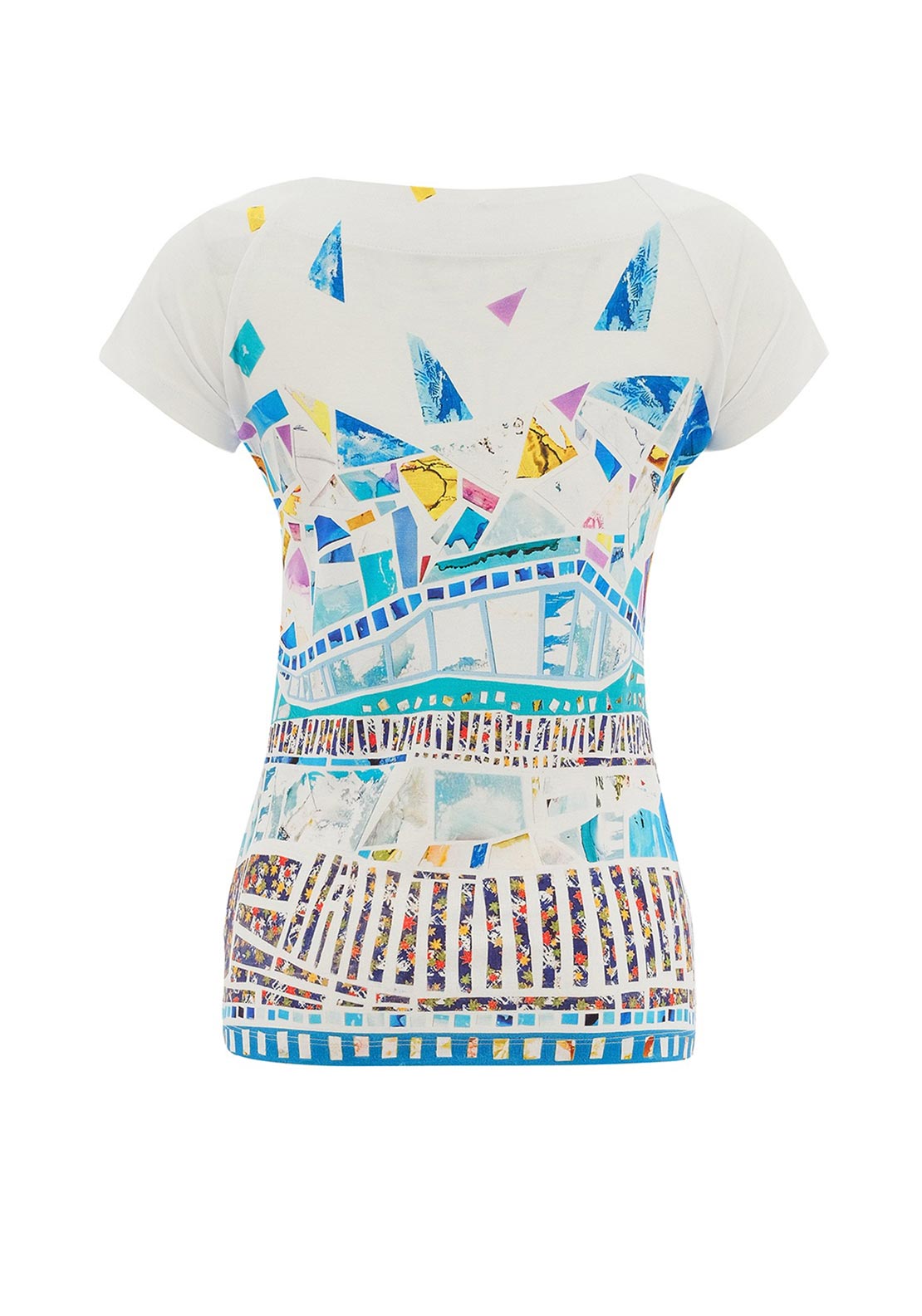 Dolcezza Short Sleeve Geometric Print, Blue Multi