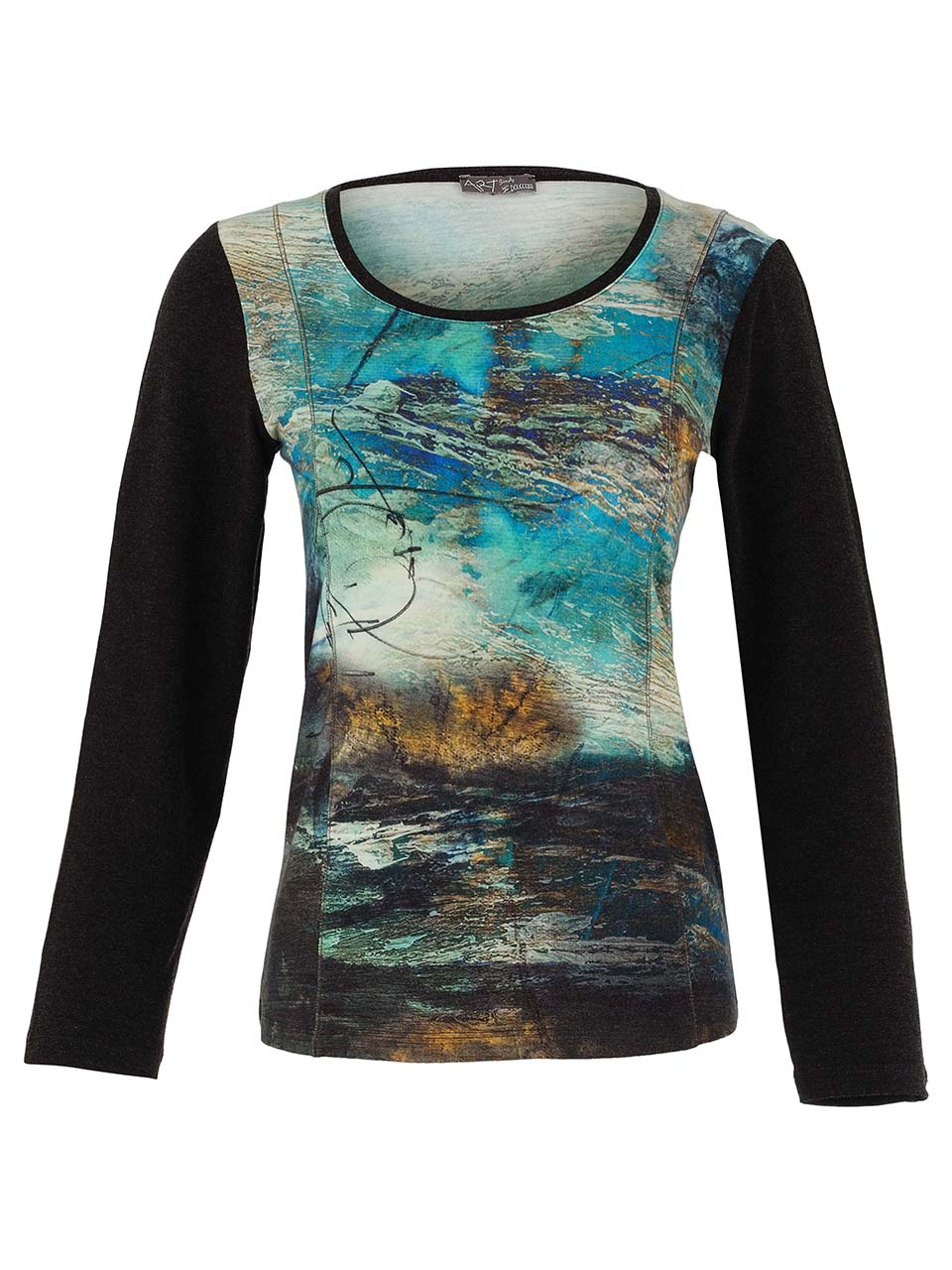 Dolcezza Round Neck Long Sleeve T-Shirt, Blue