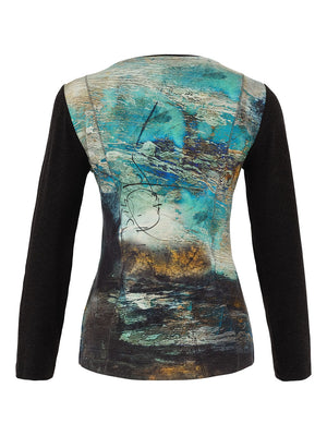 Dolcezza Round Neck Long Sleeve T-Shirt, Blue