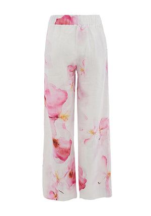 Dolcezza Wide Leg Floral Print Trousers, Pink Multi
