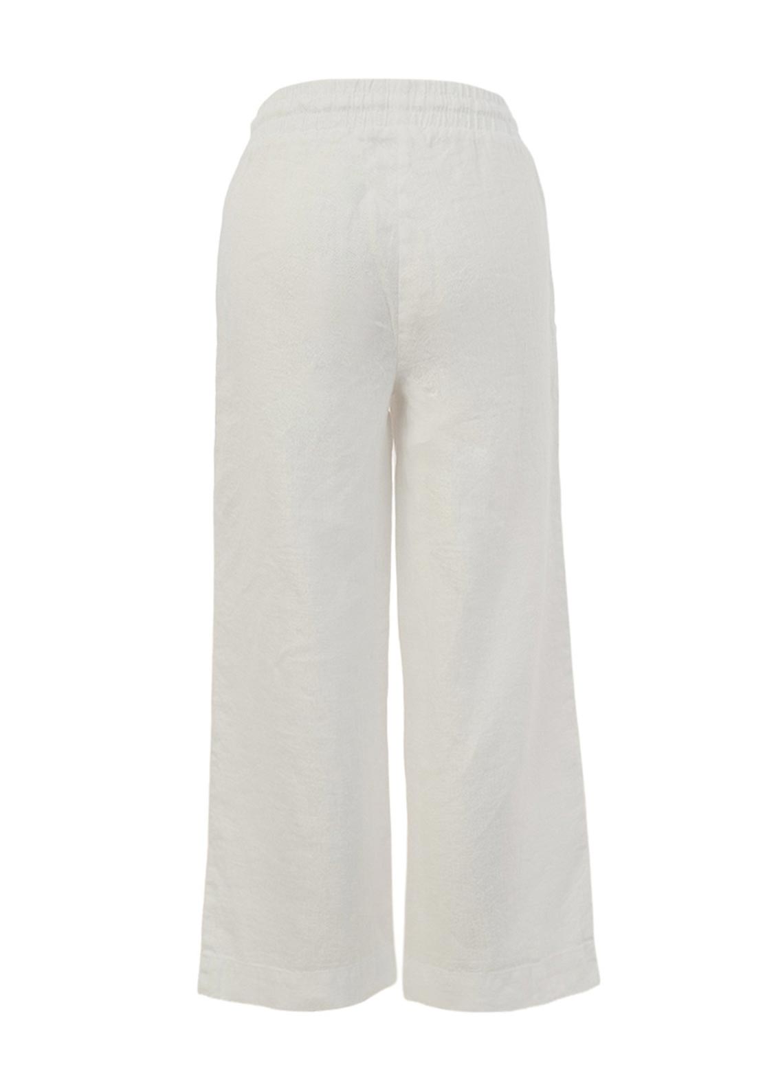Dolcezza Linen Casual Linen Trousers, White