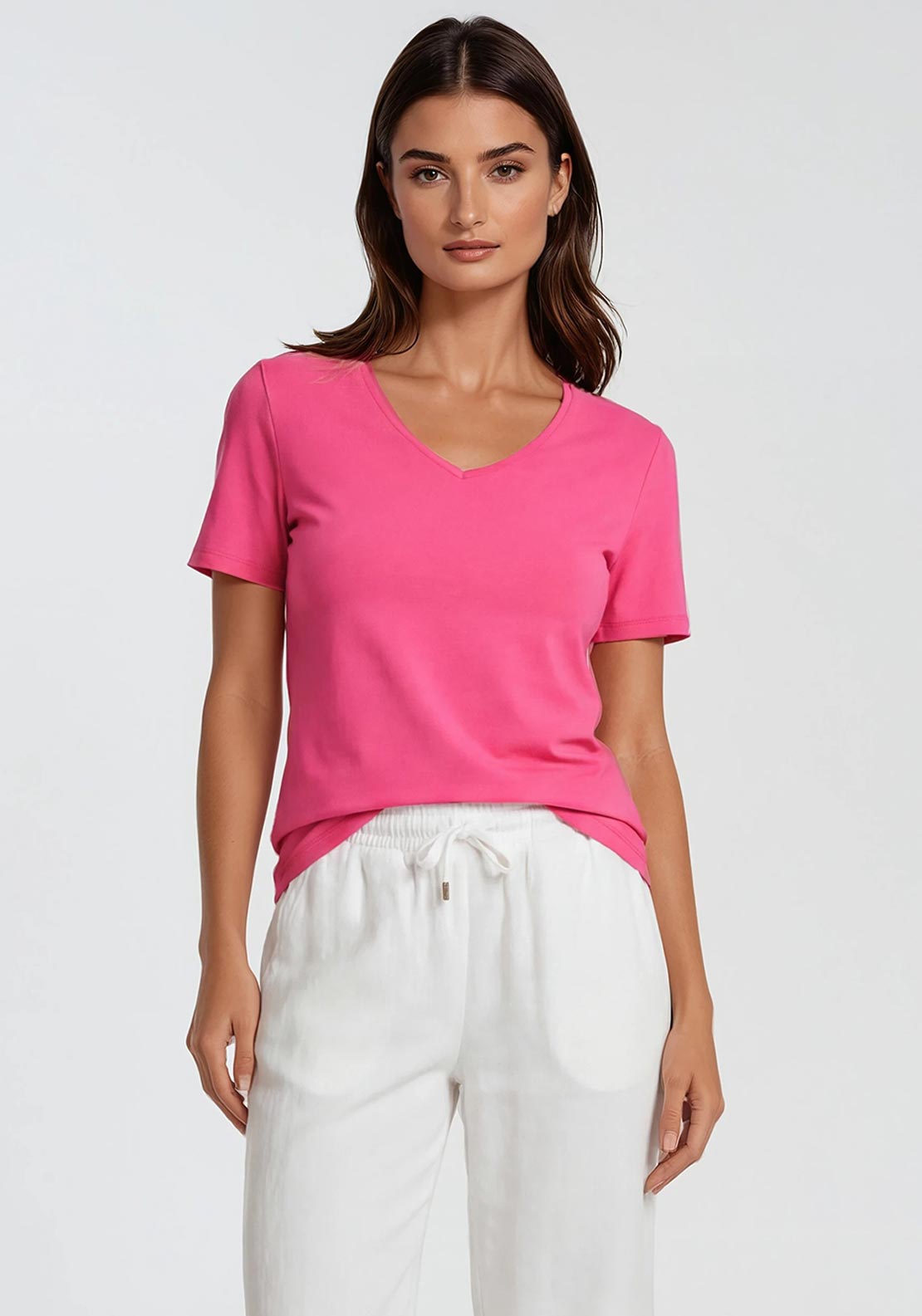 Dolcezza V-Neck Basic T-Shirt, Pink