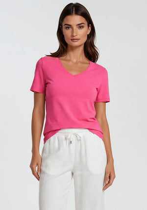 Dolcezza V-Neck Basic T-Shirt, Pink