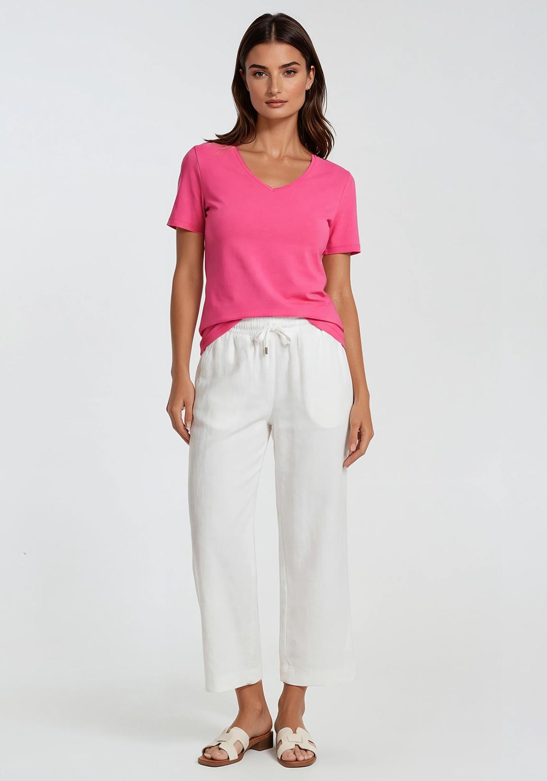 Dolcezza V-Neck Basic T-Shirt, Pink