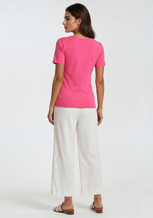 Dolcezza V-Neck Basic T-Shirt, Pink
