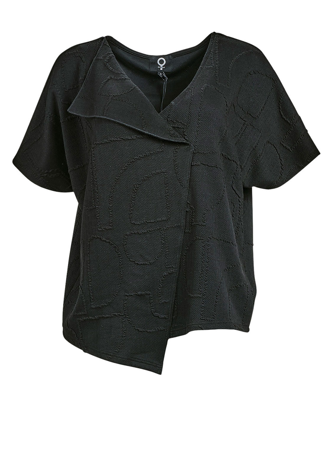 My Soul Textured Wrap Top, Black