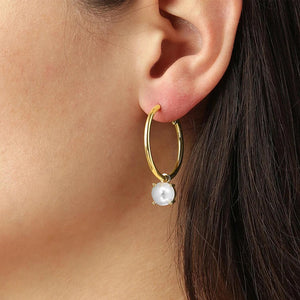 Dyrberg/Kern Diega Pearl Half Hoop Earrings, Gold
