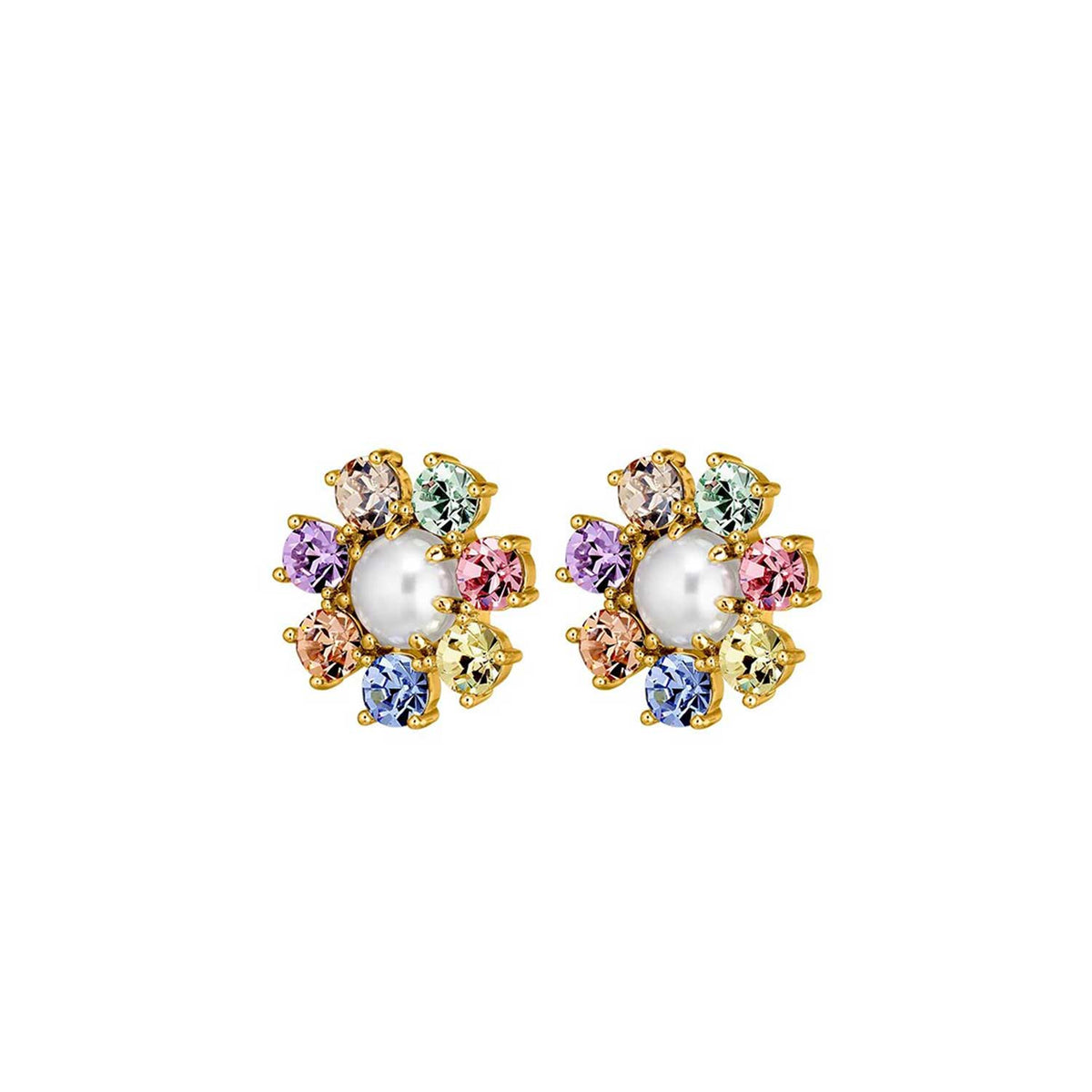 Dyrberg/Kern Aubra Floral Design Earrings, Gold & Pastel Multi