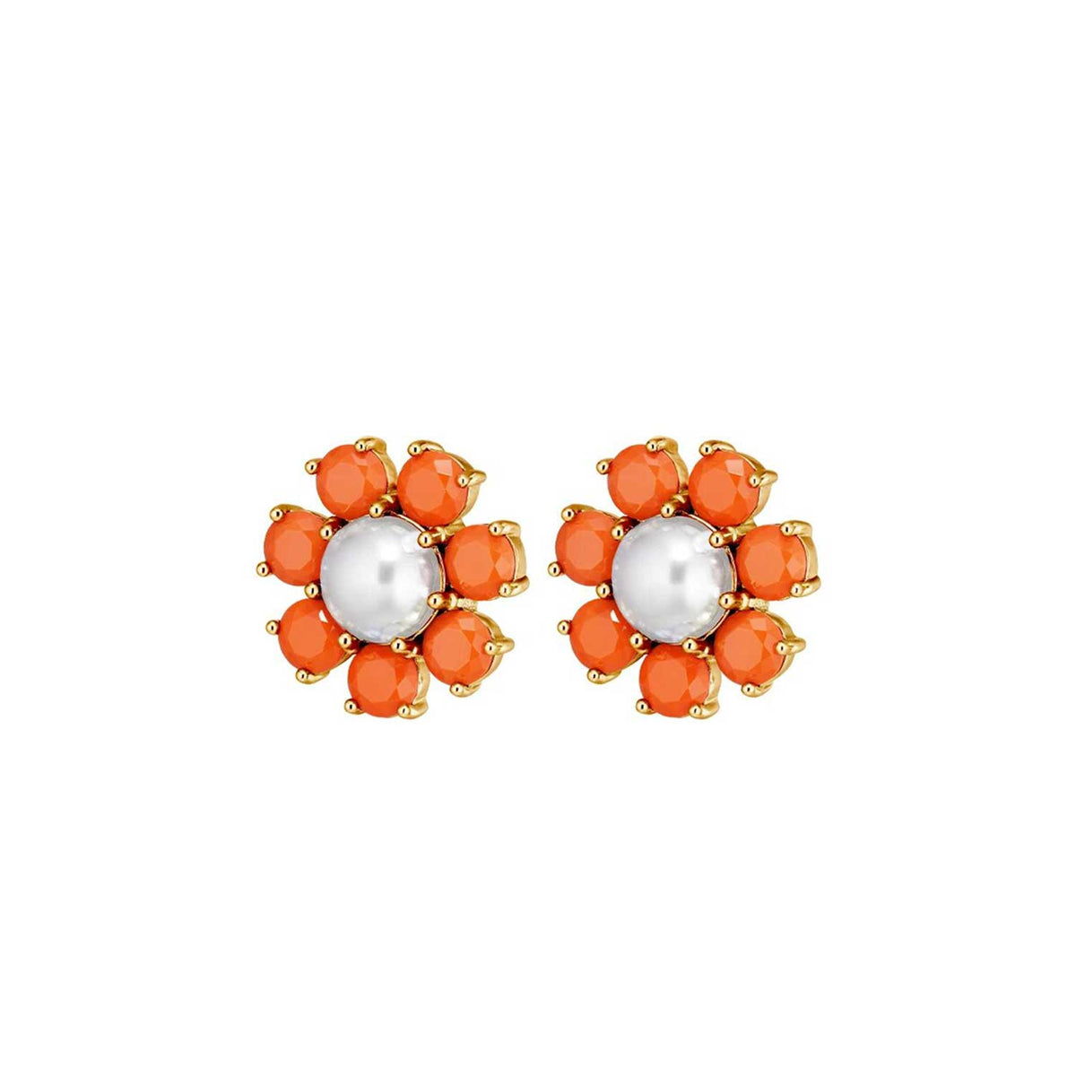 Dyrberg/Kern Aubra Floral Design Earrings, Gold & Orange