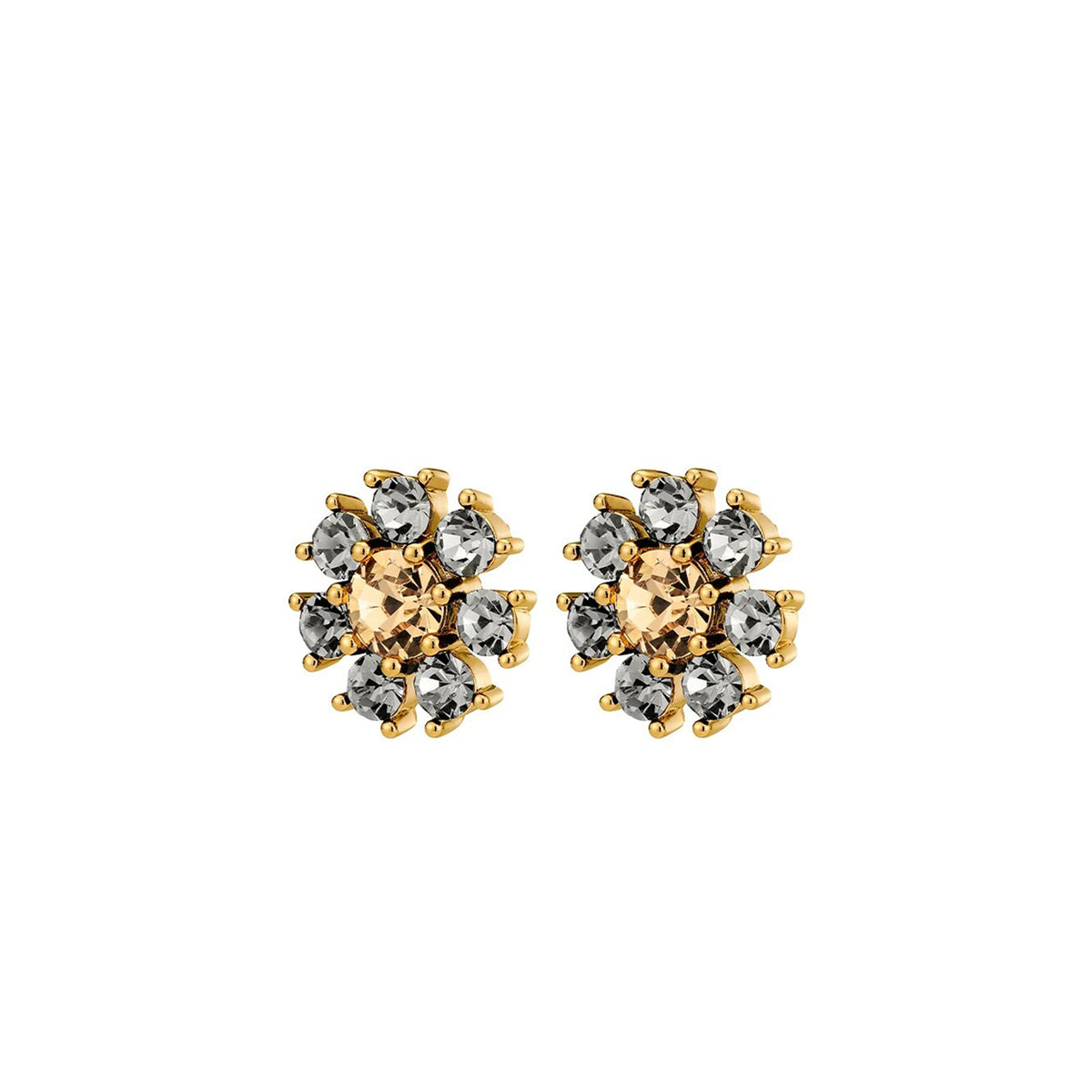 Dyrberg/Kern Aude Green Solitaire Earrings, Gold & Grey