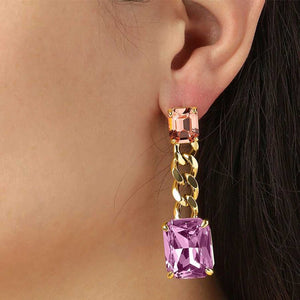 Dyrberg/Kern Calla Chain Link Drop Earrings, Pink & Gold