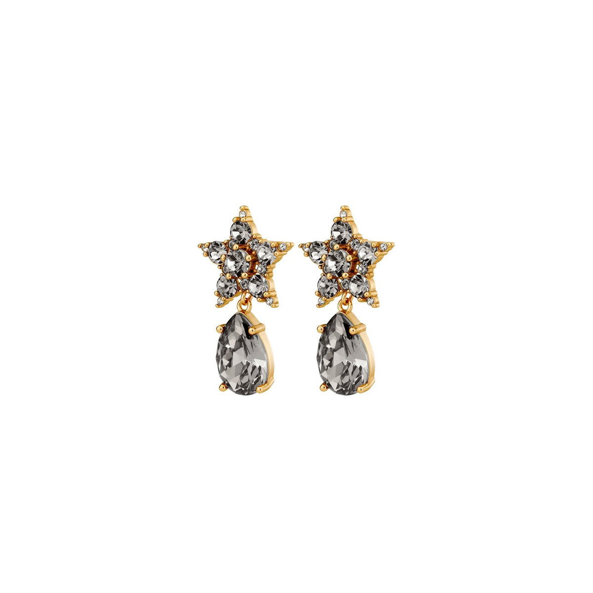Dyrberg/Kern Hydra Star Drop Earrings, Gold & Grey