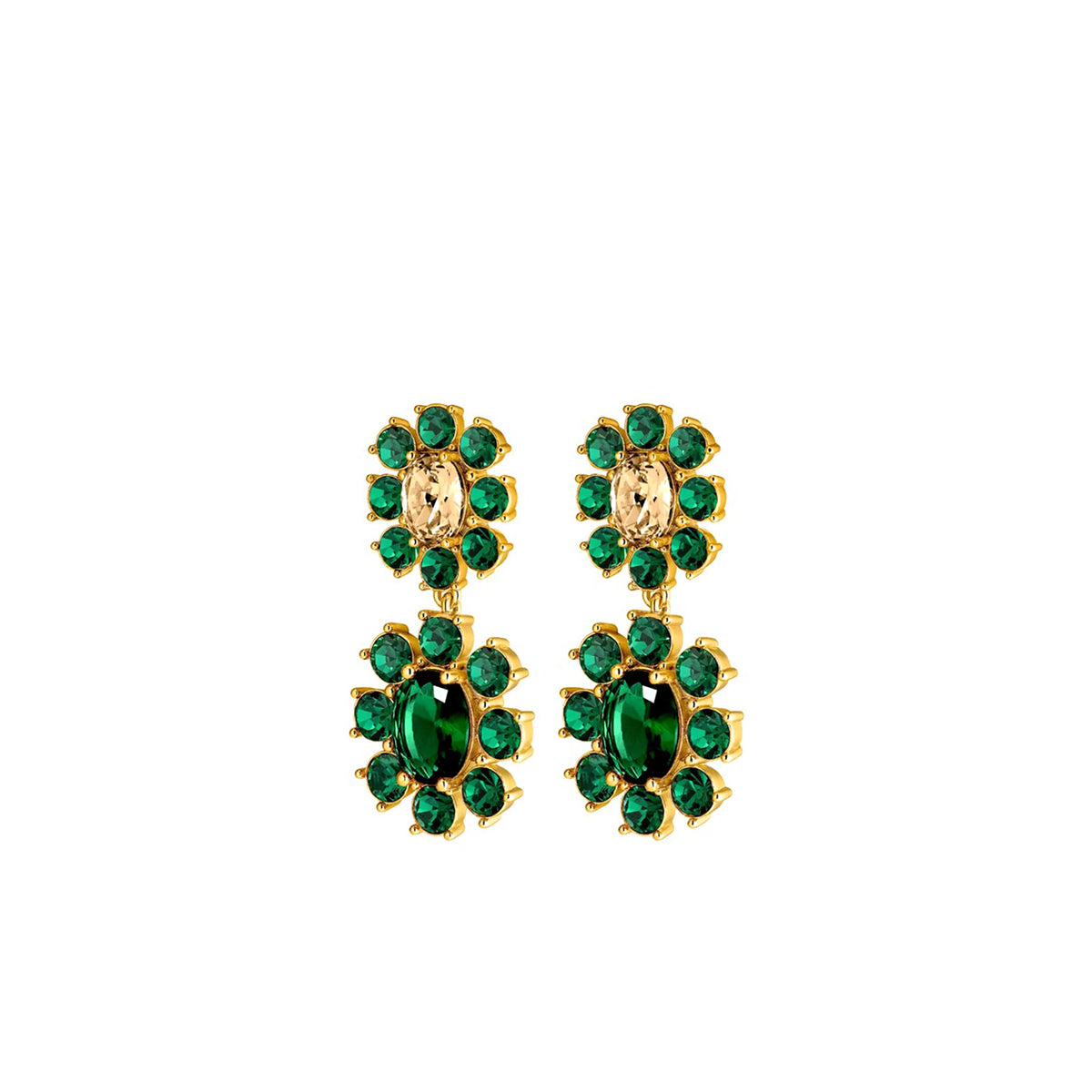 Dyrberg/Kern Lina Drop Earrings, Gold & Emerald Green