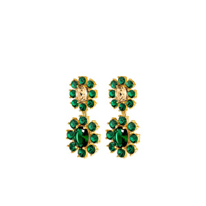 Dyrberg/Kern Lina Drop Earrings, Gold & Emerald Green