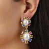 Dyrberg/Kern Lina Pearl Geo Floral Earrings, Gold Multi