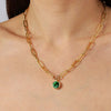 Dyrberg/Kern Lisanna Chain Link Necklace, Gold & Emerald Green