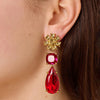 Dyrberg/Kern Misia Floral Drop Earrings, Gold & Red