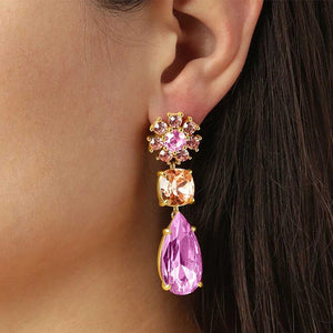 Dyrberg/Kern Misia Floral Drop Earrings, Pink & Gold