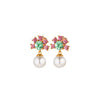 Dyrberg/Kern Veronica Pearl Drop Earrings, Gold & Rose Green
