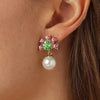 Dyrberg/Kern Veronica Pearl Drop Earrings, Gold & Rose Green