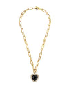 Dyrberg/Kern Simona Heart Necklace, Black & Gold