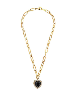 Dyrberg/Kern Simona Heart Necklace, Black & Gold