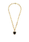 Dyrberg/Kern Simona Heart Necklace, Black & Gold