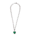 Dyrberg/Kern Simona Heart Necklace, Silver & Emerald Green