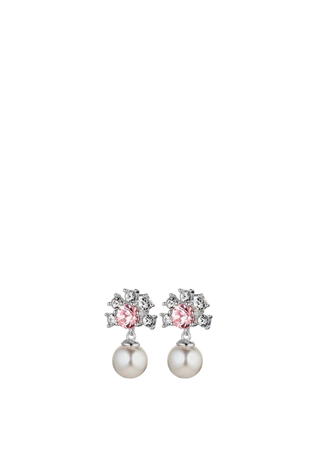 Dyrberg/Kern Veronica Pearl Drop Earrings, Silver & Rose