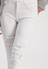 Monari Embellished Distressed Skinny Jeans, Gray