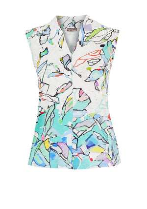 Dolcezza Abstract Floral V Neck Top, Multi