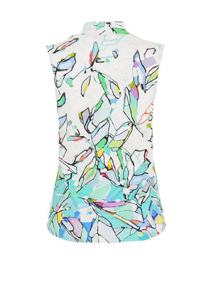 Dolcezza Abstract Floral V Neck Top, Multi