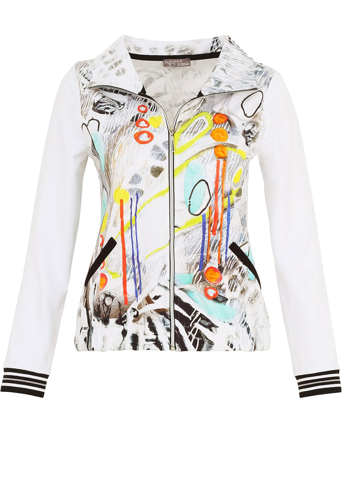 Dolcezza Printed Full Zip Sweatshirt, White