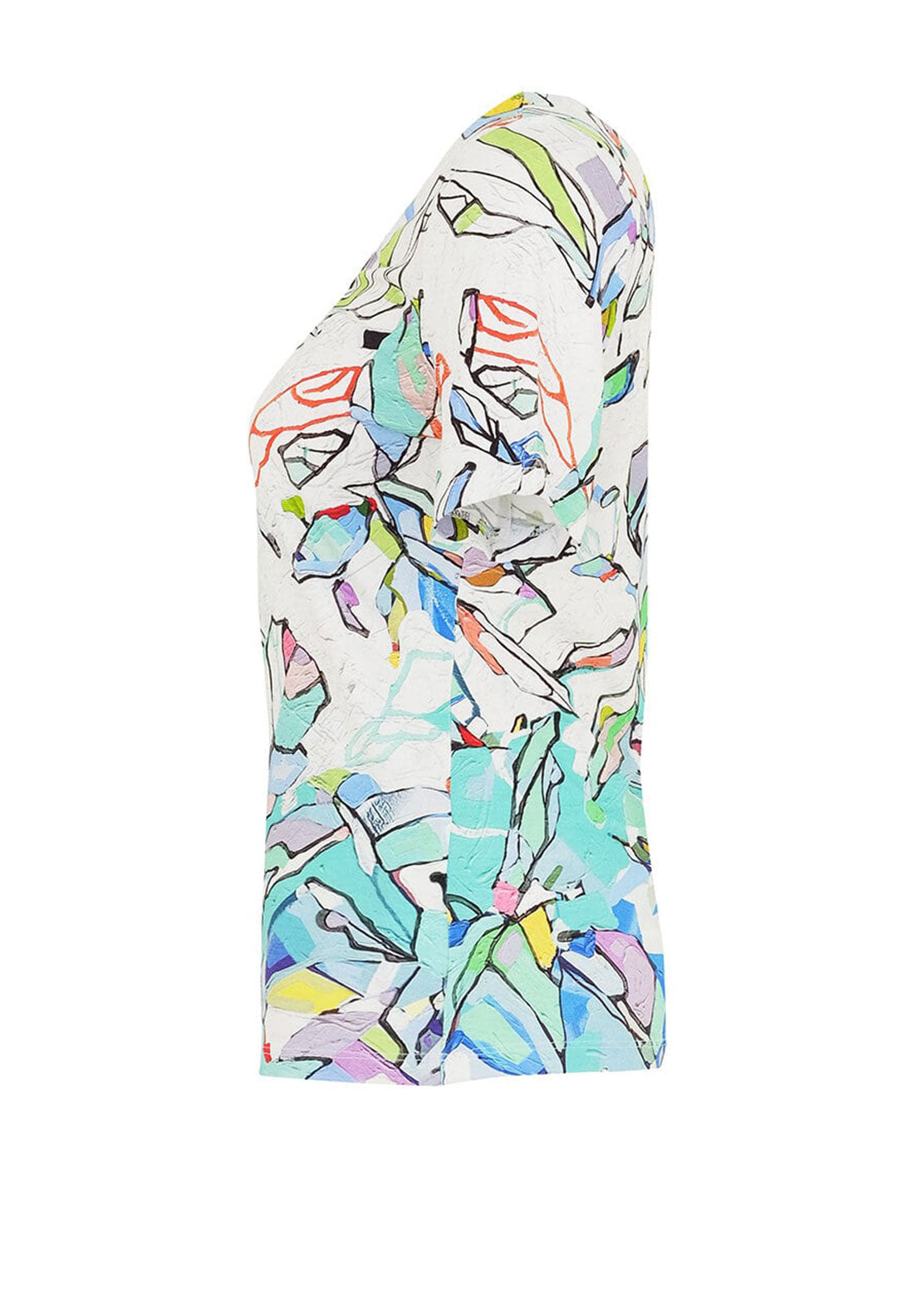 Dolcezza Abstract Floral V Neck Top, Multi-Coloured