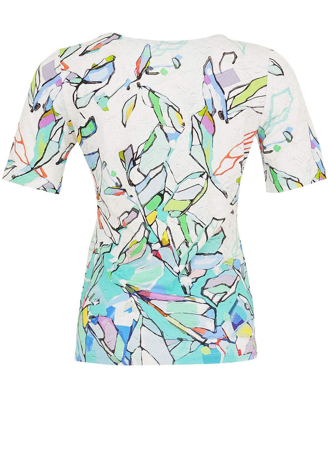 Dolcezza Abstract Floral V Neck Top, Multi-Coloured