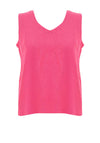 Dolcezza Linen V Neck Button Back Top, Fuchsia Pink