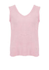 Dolcezza Linen V Neck Button Back Top, Light Pink