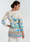 Dolcezza Graphic Print Cropped Sleeved Top, Blue Multi